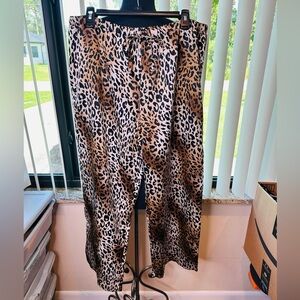 Natori Animal Print Leopard Lounge Wide Leg Pants Size XL